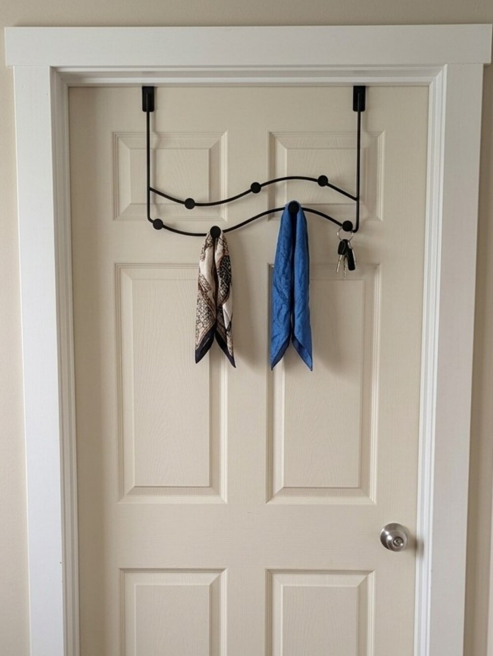 Black Over-Door Hanging Hook Rack -Minimal Wave Design